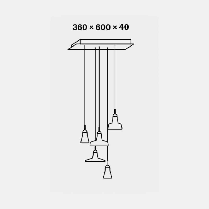 Pendant lamp SHADOWS SET RECTANGULAR CANOPY SMALL D600 H2000
