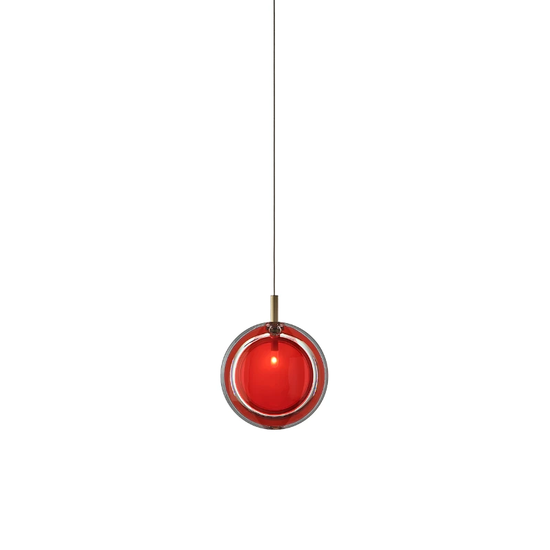 Подвесная лампа LENS SINGLE RED / BRUSHED BRASS