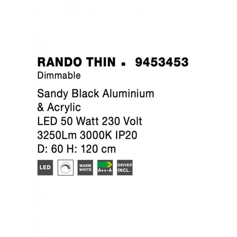 Pendant luminaires RANDO THIN Ø 60 cm BLACK
